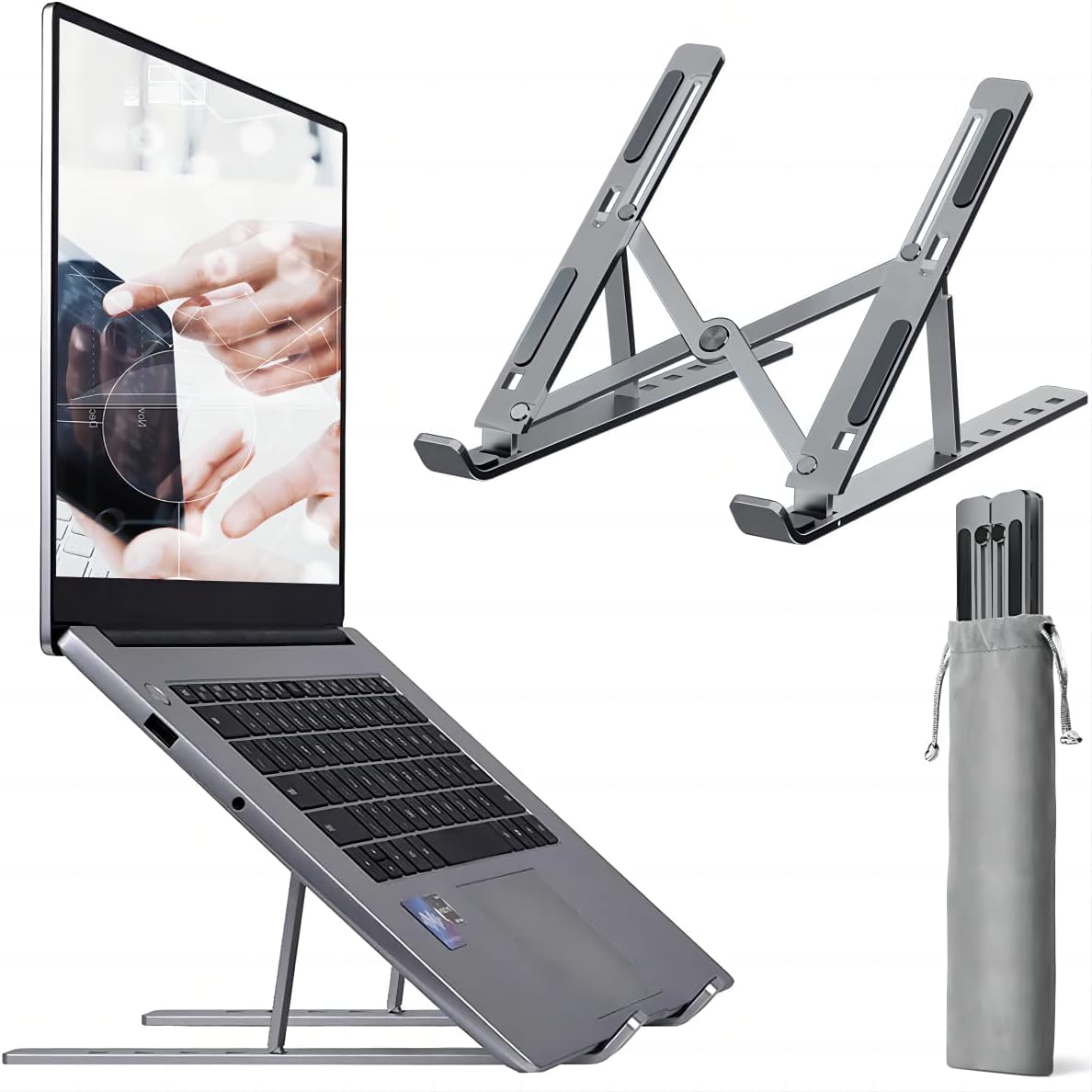 Aluminum Ergonomic Foldable Portable Tabletop Laptop/Desktop Riser Stand