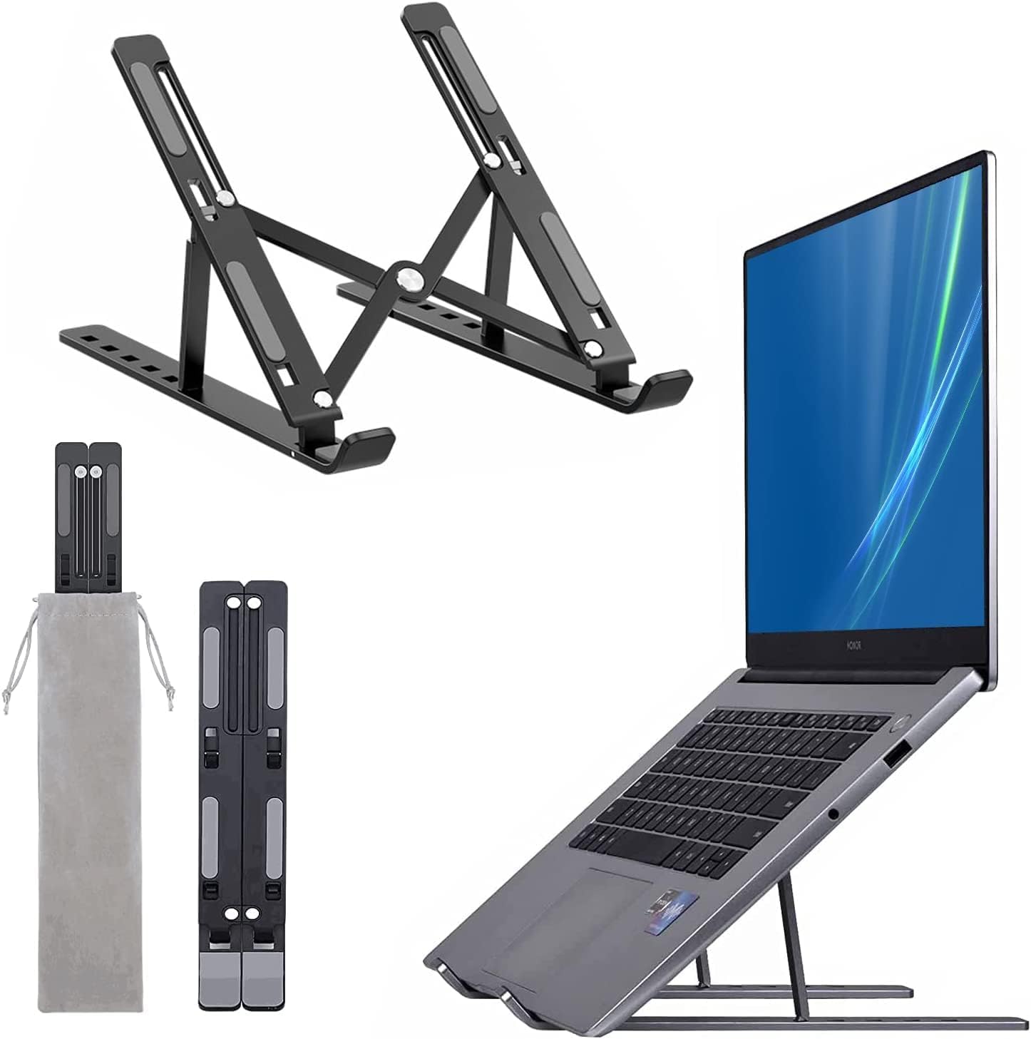 Aluminum Ergonomic Foldable Portable Tabletop Laptop/Desktop Riser Stand