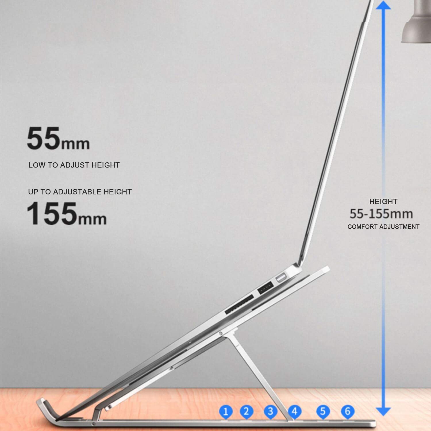 Aluminum Ergonomic Foldable Portable Tabletop Laptop/Desktop Riser Stand