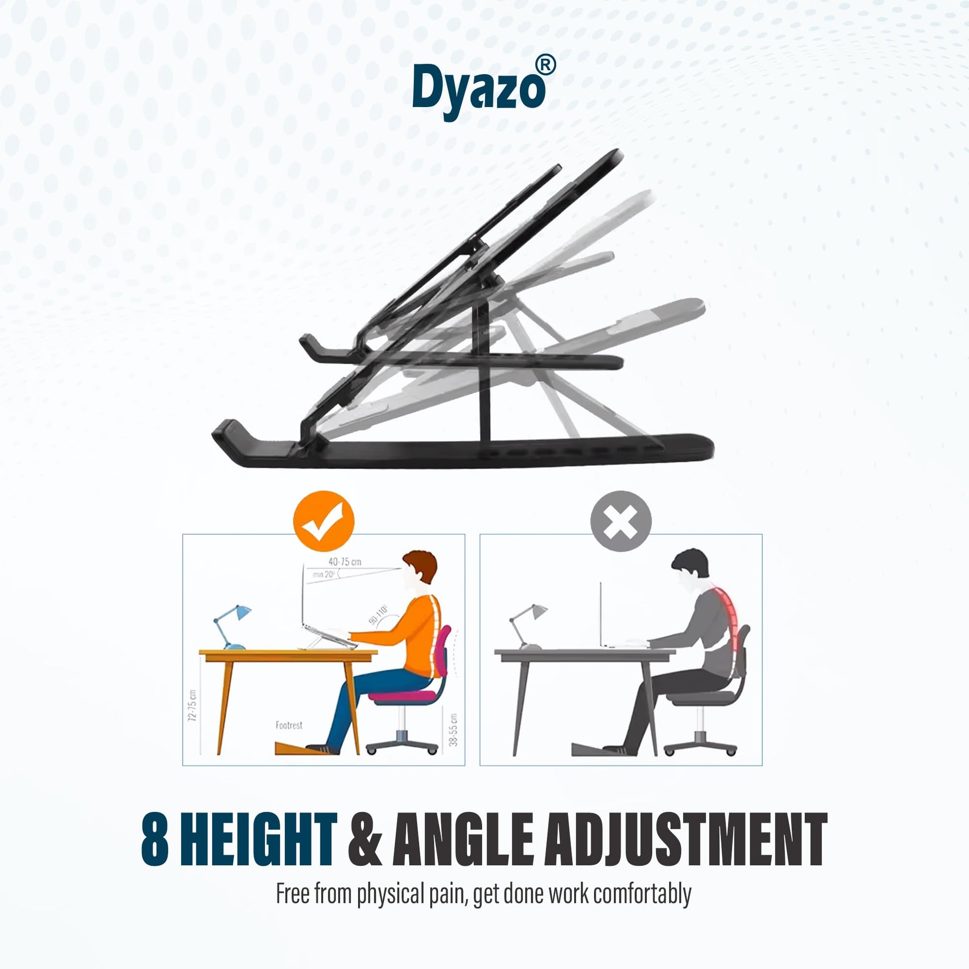 Aluminum Ergonomic Foldable Portable Tabletop Laptop/Desktop Riser Stand